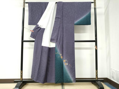 平和屋着物●訪問着　総刺繍　花唐草文　暈し染め　金糸　やまと誂製　正絹　逸品　CABI2516yc
