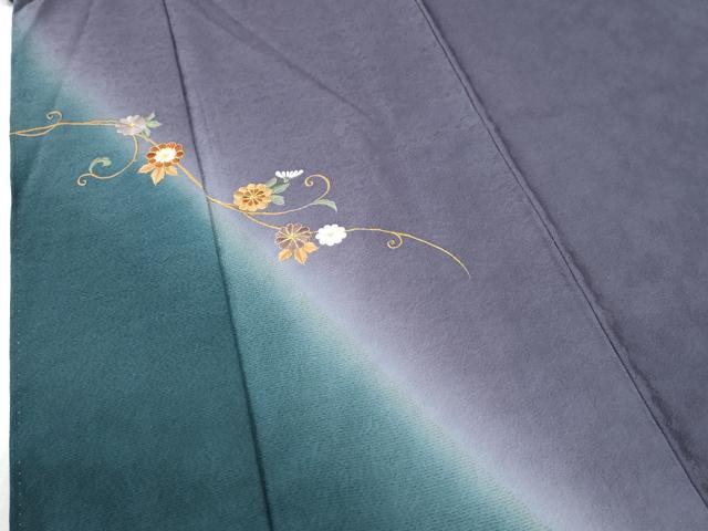 平和屋着物●訪問着　総刺繍　花唐草文　暈し染め　金糸　やまと誂製　正絹　逸品　CABI2516yc