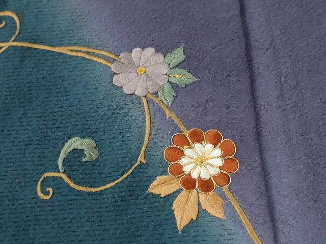 平和屋着物●訪問着　総刺繍　花唐草文　暈し染め　金糸　やまと誂製　正絹　逸品　CABI2516yc