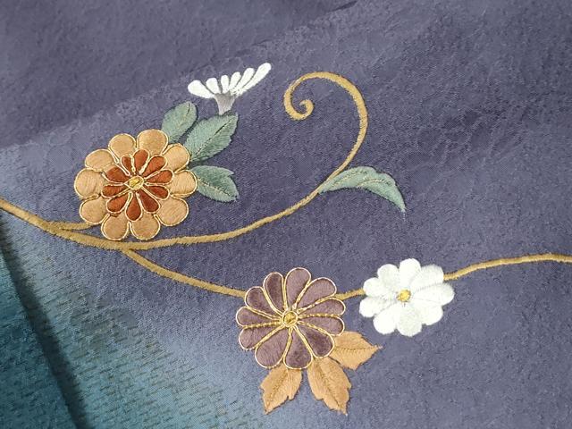 平和屋着物●訪問着　総刺繍　花唐草文　暈し染め　金糸　やまと誂製　正絹　逸品　CABI2516yc