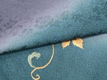 平和屋着物●訪問着　総刺繍　花唐草文　暈し染め　金糸　やまと誂製　正絹　逸品　CABI2516yc