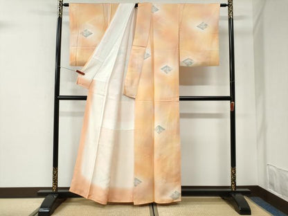 平和屋着物●上質な小紋　地紋起こし　菱松葉文　暈し染め　正絹　逸品　CABI2518yc