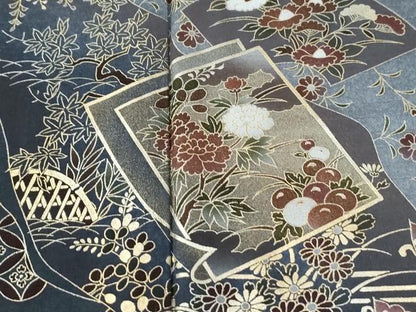 平和屋着物●訪問着　竜田川色紙吉祥花蝶文　暈し染め　金彩　正絹　逸品　未使用　CABI2519yc