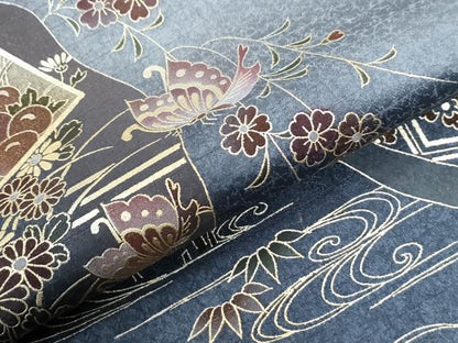 平和屋着物●訪問着　竜田川色紙吉祥花蝶文　暈し染め　金彩　正絹　逸品　未使用　CABI2519yc