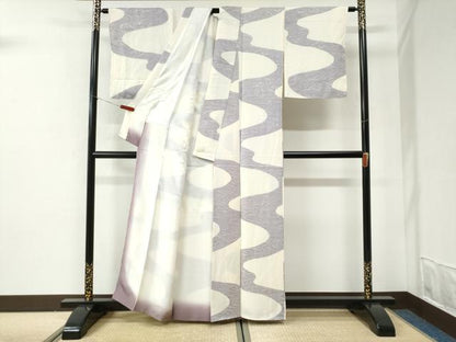 平和屋着物●上質な小紋　地紋起こし　流水文　正絹　逸品　CABI2521yc