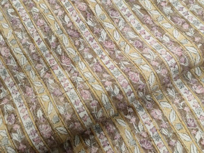 平和屋着物●上質な小紋　紬地　草花間道　正絹　逸品　CABI2522yc