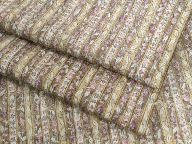 平和屋着物●上質な小紋　紬地　草花間道　正絹　逸品　CABI2522yc
