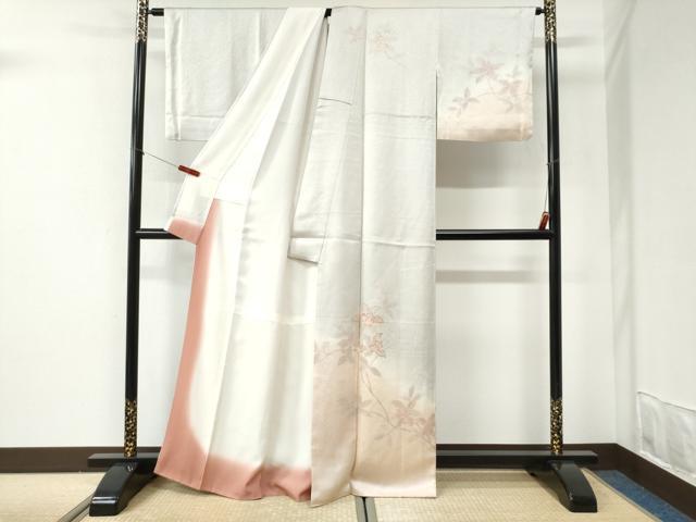 平和屋着物●訪問着　刺繍　枝花文　暈し染め　金彩　正絹　逸品　CABI2523yc
