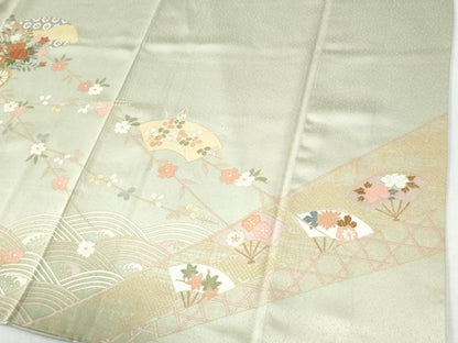 平和屋着物●訪問着　立波地紙花車文　金彩　正絹　逸品　CABI2526yc