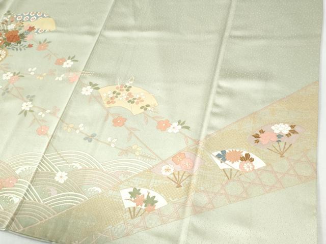 平和屋着物●訪問着　立波地紙花車文　金彩　正絹　逸品　CABI2526yc