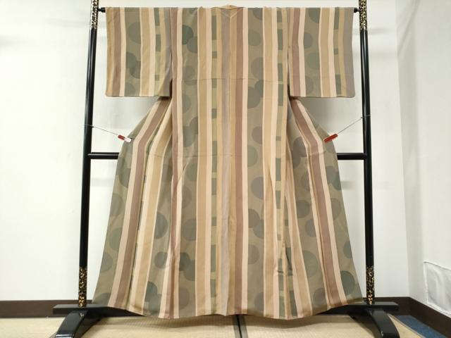 平和屋着物●上質な小紋　幾何学文様　鬼しぼ縮緬　正絹　逸品　CABI2528yc