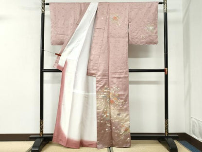 平和屋着物●訪問着　御所車草花文　暈し染め　金彩　正絹　逸品　未使用　CABI2534yc
