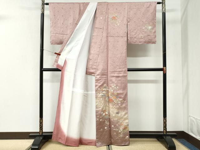 平和屋着物●訪問着　御所車草花文　暈し染め　金彩　正絹　逸品　未使用　CABI2534yc