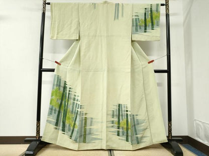 平和屋着物●訪問着　ろうけつ染　竹並び草木文　鬼しぼ縮緬　正絹　逸品　CABI2535yc