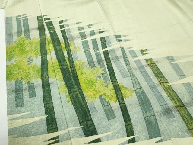 平和屋着物●訪問着　ろうけつ染　竹並び草木文　鬼しぼ縮緬　正絹　逸品　CABI2535yc