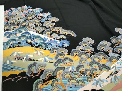 平和屋着物●本加賀友禅作家　二塚長生　黒留袖　松竹梅　正絹　逸品　CABI2536yc