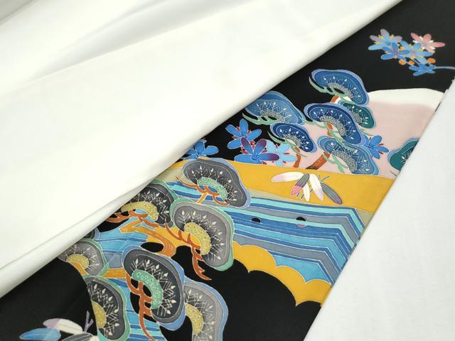 平和屋着物●本加賀友禅作家　二塚長生　黒留袖　松竹梅　正絹　逸品　CABI2536yc