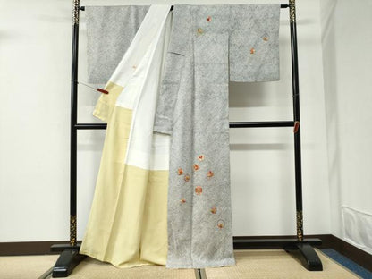 平和屋着物●訪問着　総刺繍　駒刺繍　本疋田絞り　舞蝶文　金彩　正絹　逸品　CABI2538yc
