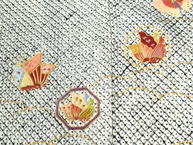平和屋着物●訪問着　総刺繍　駒刺繍　本疋田絞り　舞蝶文　金彩　正絹　逸品　CABI2538yc