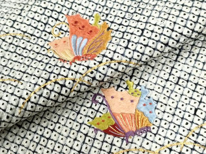 平和屋着物●訪問着　総刺繍　駒刺繍　本疋田絞り　舞蝶文　金彩　正絹　逸品　CABI2538yc