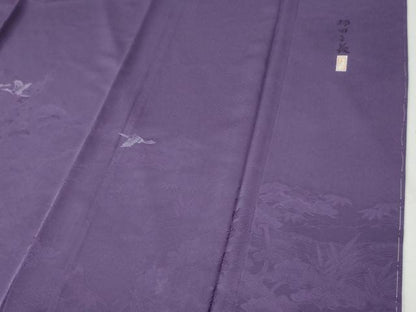 平和屋着物●本加賀友禅作家　押田正義　色留袖　飛鶴御所車風景文　古代紫色　正絹　逸品　未使用　CABI2542yc