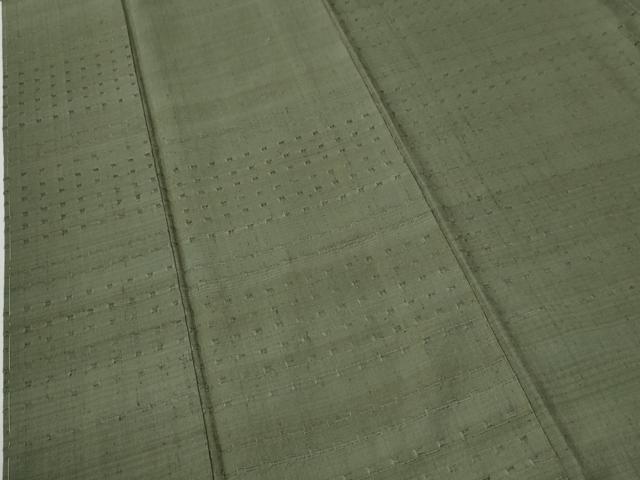 平和屋着物●希少　首里　ロートン織　道屯織　振袖　紬地　吉祥文　麹塵色　正絹　逸品　未使用　CABI2543yc