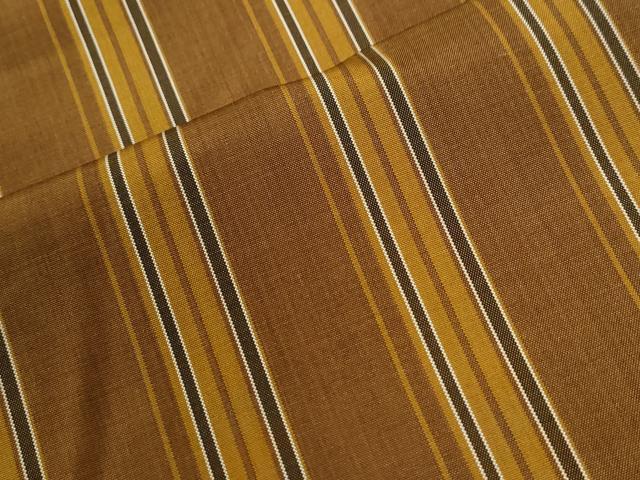 平和屋着物●黄八丈　紬　平織　縞　正絹　逸品　CABI2545yc
