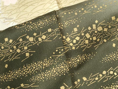 平和屋着物●訪問着　地紙草花文　暈し染め　金彩　正絹　逸品　CABI2547yc