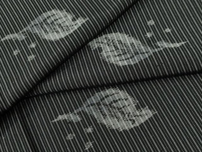 平和屋着物●上質な紬　間道　舞葉文　黒地　正絹　逸品　CABI2548yc