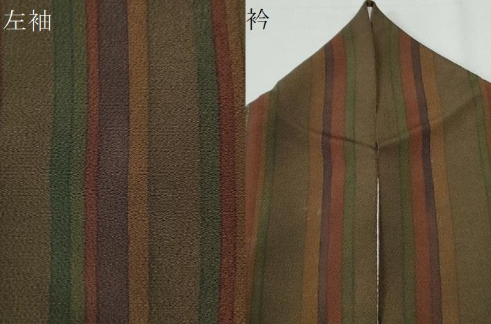 平和屋着物●上質な小紋　縞　鬼しぼ縮緬　正絹　逸品　CABI2551yc