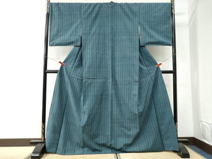 平和屋着物●上質な紬　縞　ロング丈　正絹　逸品　CABI2553yc