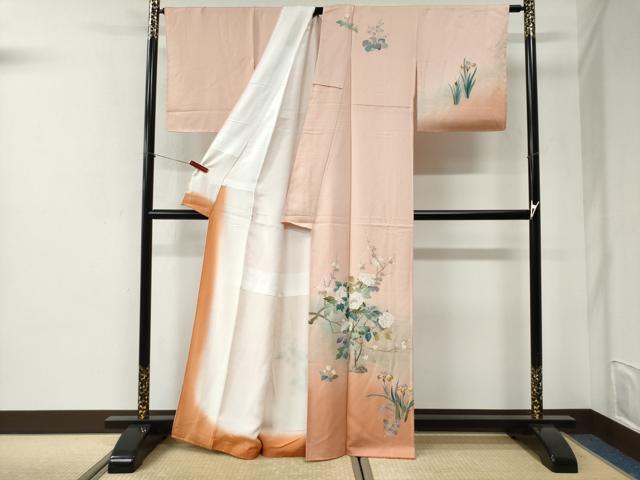 平和屋着物●訪問着　友禅　枝花文　暈し染め　正絹　逸品　未使用　CABI2558yc