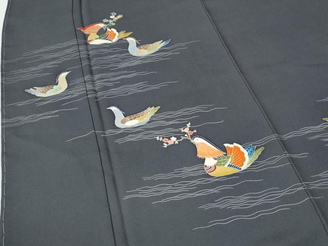 平和屋着物●訪問着　友禅　鴛鴦文　正絹　逸品　未使用　CABI2561yc