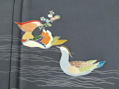 平和屋着物●訪問着　友禅　鴛鴦文　正絹　逸品　未使用　CABI2561yc