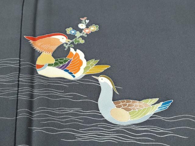 平和屋着物●訪問着　友禅　鴛鴦文　正絹　逸品　未使用　CABI2561yc