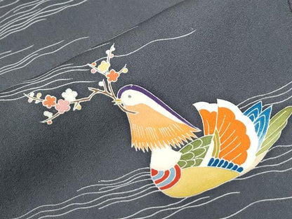 平和屋着物●訪問着　友禅　鴛鴦文　正絹　逸品　未使用　CABI2561yc