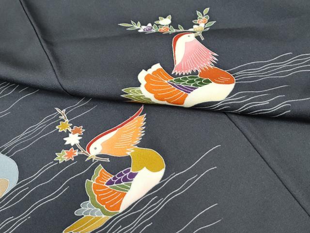 平和屋着物●訪問着　友禅　鴛鴦文　正絹　逸品　未使用　CABI2561yc