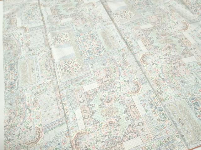 平和屋着物●本場大島紬　白大島　9マルキ　色紙重ね吉祥花唐草文　正絹　逸品　未使用　CABI2562yc