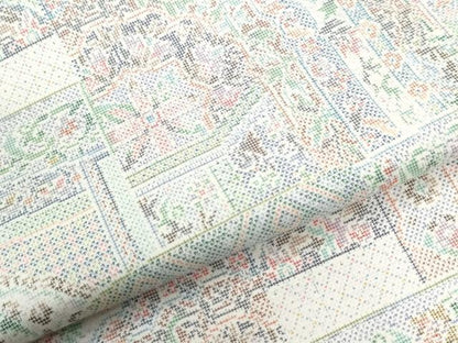 平和屋着物●本場大島紬　白大島　9マルキ　色紙重ね吉祥花唐草文　正絹　逸品　未使用　CABI2562yc