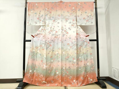 平和屋着物●訪問着　梅花文　暈し染め　金彩　正絹　逸品　CABI2563yc