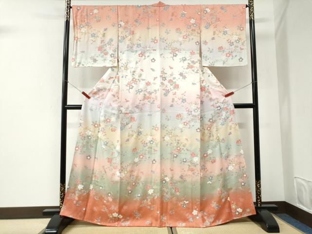 平和屋着物●訪問着　梅花文　暈し染め　金彩　正絹　逸品　CABI2563yc