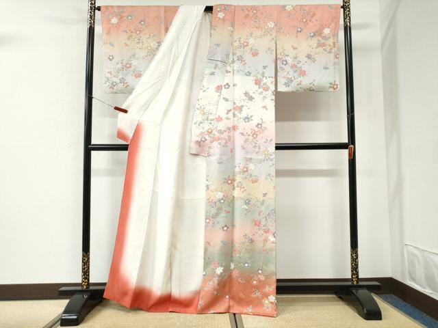 平和屋着物●訪問着　梅花文　暈し染め　金彩　正絹　逸品　CABI2563yc