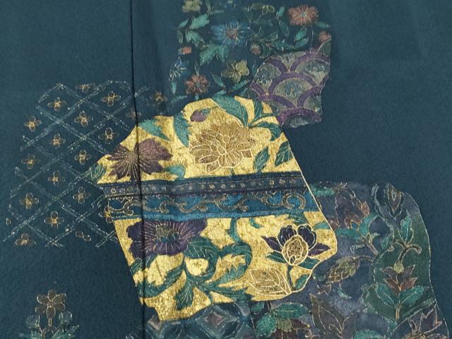 平和屋着物●豪華色留袖　破れ色紙吉祥更紗草花文　金彩　正絹　逸品　CABI2566yc