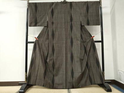 平和屋着物●塩沢紬　80亀甲　立涌文　さが美扱い　正絹　逸品　CABI2567yc