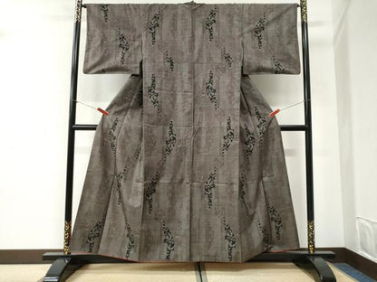 平和屋着物●本場大島紬　9マルキ　枝葉文　正絹　逸品　CABI2572yc