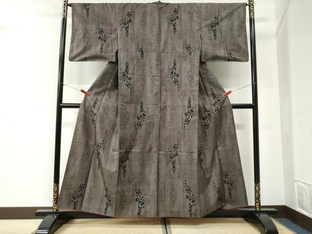 平和屋着物●本場大島紬　9マルキ　枝葉文　正絹　逸品　CABI2572yc