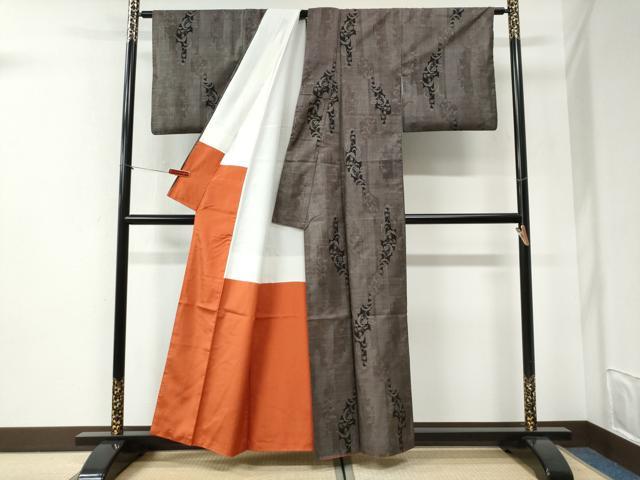 平和屋着物●本場大島紬　9マルキ　枝葉文　正絹　逸品　CABI2572yc