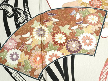 平和屋着物●豪華色留袖　作家物　駒刺繍　立波地紙草花文　金彩　正絹　逸品　CABI2574yc
