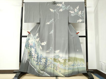 平和屋着物●十日町友禅作家　阿部佳雪　訪問着　樹林風景文　暈し染め　正絹　逸品　CABI2578yc