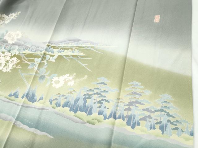平和屋着物●十日町友禅作家　阿部佳雪　訪問着　樹林風景文　暈し染め　正絹　逸品　CABI2578yc